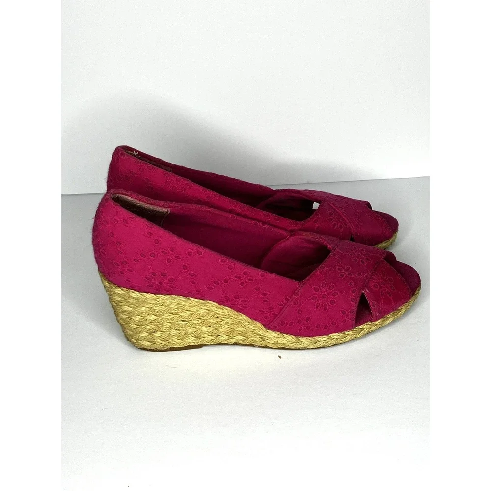 Cottagecore Chaps Shoes Sz 7.5 Espadrille‎ Pink Wedge Prairie Fairycore